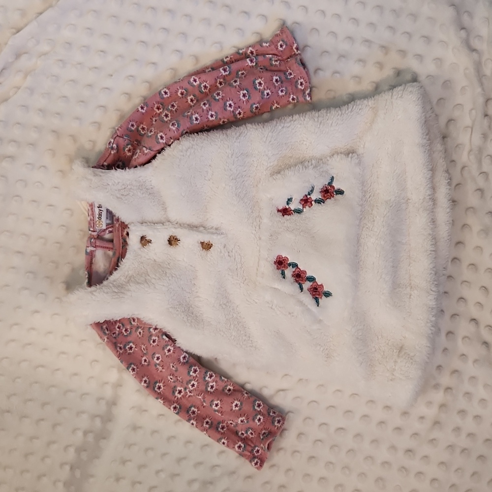 12M Daisy Fuentes Floral Bodysuit & Sherpa Dress